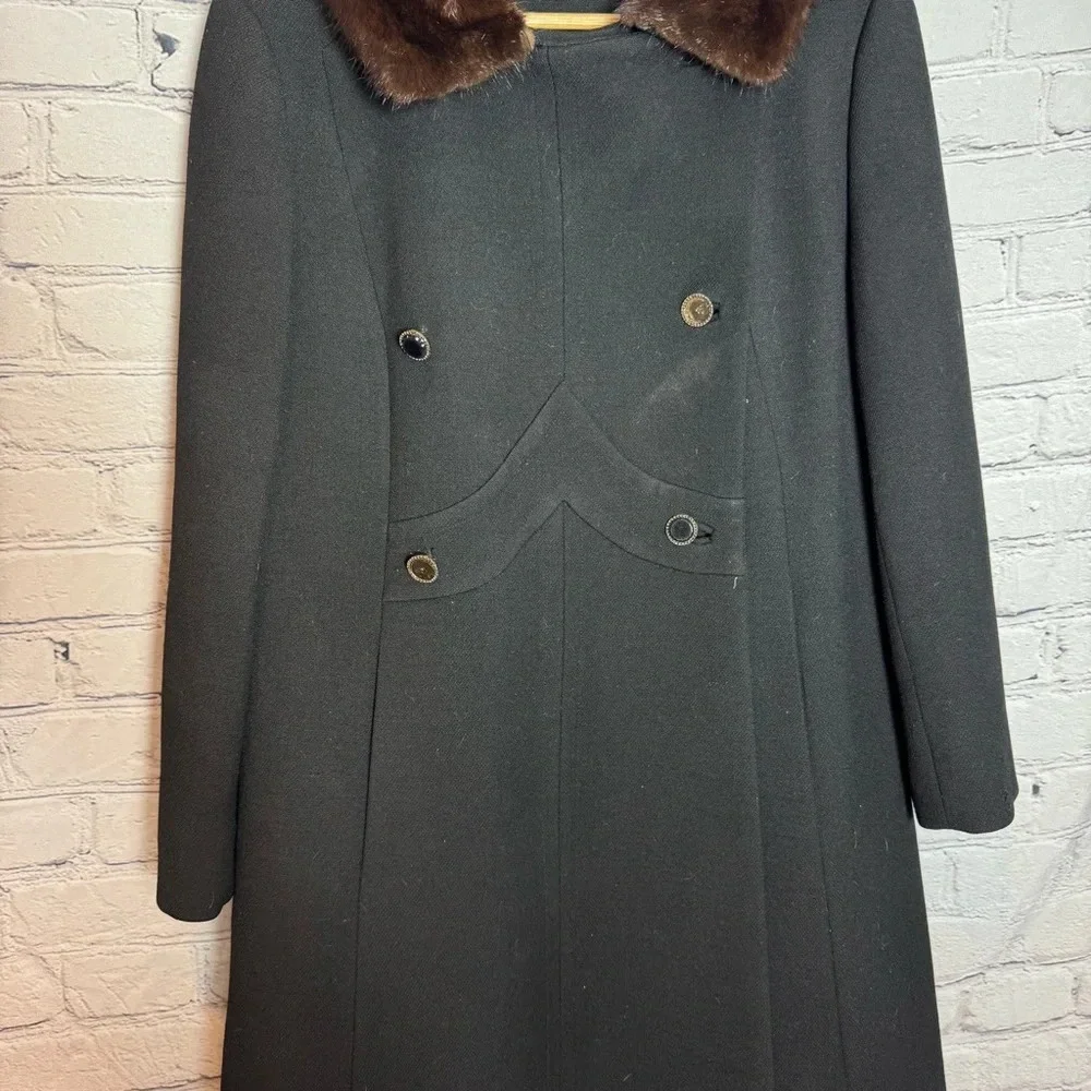 Vintage John T. Shayne Stegari Women’s Virgin Wool Fur Trimmed Coat size M/L - Picture 5 of 16